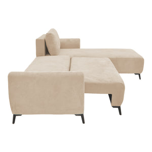 Kαναπές κρεβάτι τριθέσιος αναστρέψιμος Settee  ύφασμα με αποθηκευτικό χώρο σε μπεζ απόχρωση 286x204x93εκ - Pakobazaar