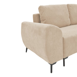 Kαναπές κρεβάτι τριθέσιος αναστρέψιμος Settee  ύφασμα με αποθηκευτικό χώρο σε μπεζ απόχρωση 286x204x93εκ - Pakobazaar