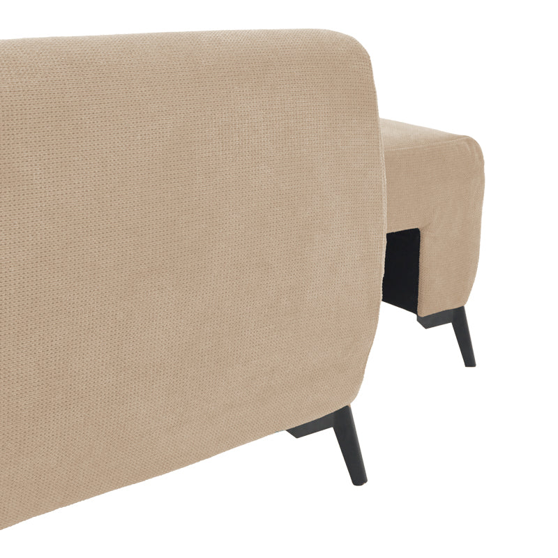 Kαναπές κρεβάτι τριθέσιος αναστρέψιμος Settee  ύφασμα με αποθηκευτικό χώρο σε μπεζ απόχρωση 286x204x93εκ - Pakobazaar