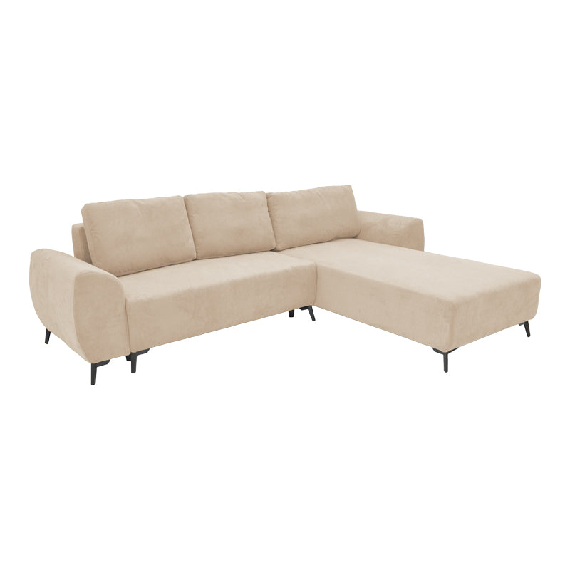 Kαναπές κρεβάτι τριθέσιος αναστρέψιμος Settee  ύφασμα με αποθηκευτικό χώρο σε μπεζ απόχρωση 286x204x93εκ - Pakobazaar