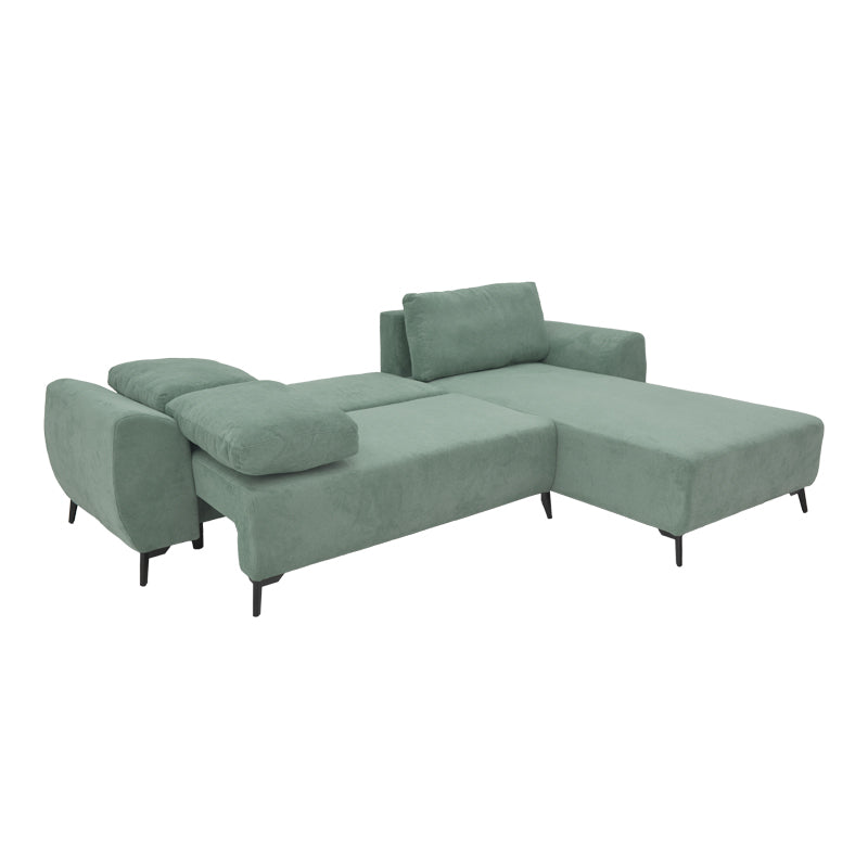 Kαναπές κρεβάτι τριθέσιος αναστρέψιμος Settee  ύφασμα με αποθηκευτικό χώρο σε μέντα απόχρωση 286x204x93εκ - Pakobazaar