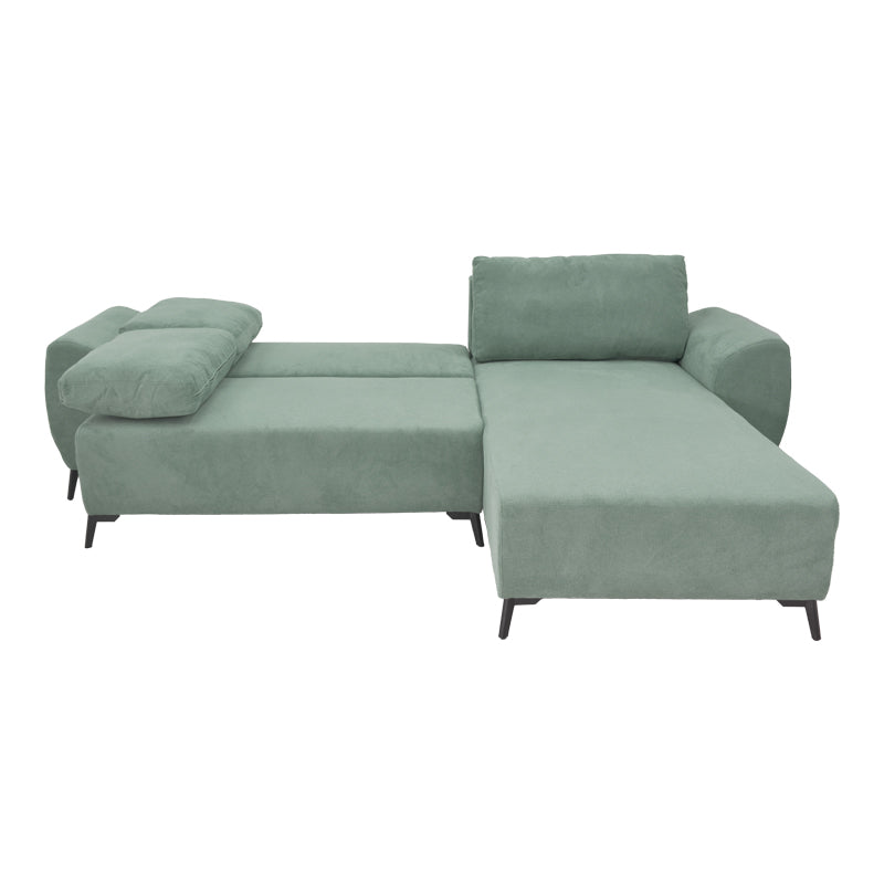 Kαναπές κρεβάτι τριθέσιος αναστρέψιμος Settee  ύφασμα με αποθηκευτικό χώρο σε μέντα απόχρωση 286x204x93εκ - Pakobazaar