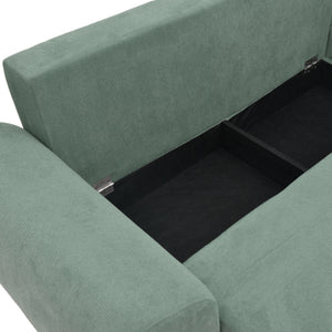 Kαναπές κρεβάτι τριθέσιος αναστρέψιμος Settee  ύφασμα με αποθηκευτικό χώρο σε μέντα απόχρωση 286x204x93εκ - Pakobazaar