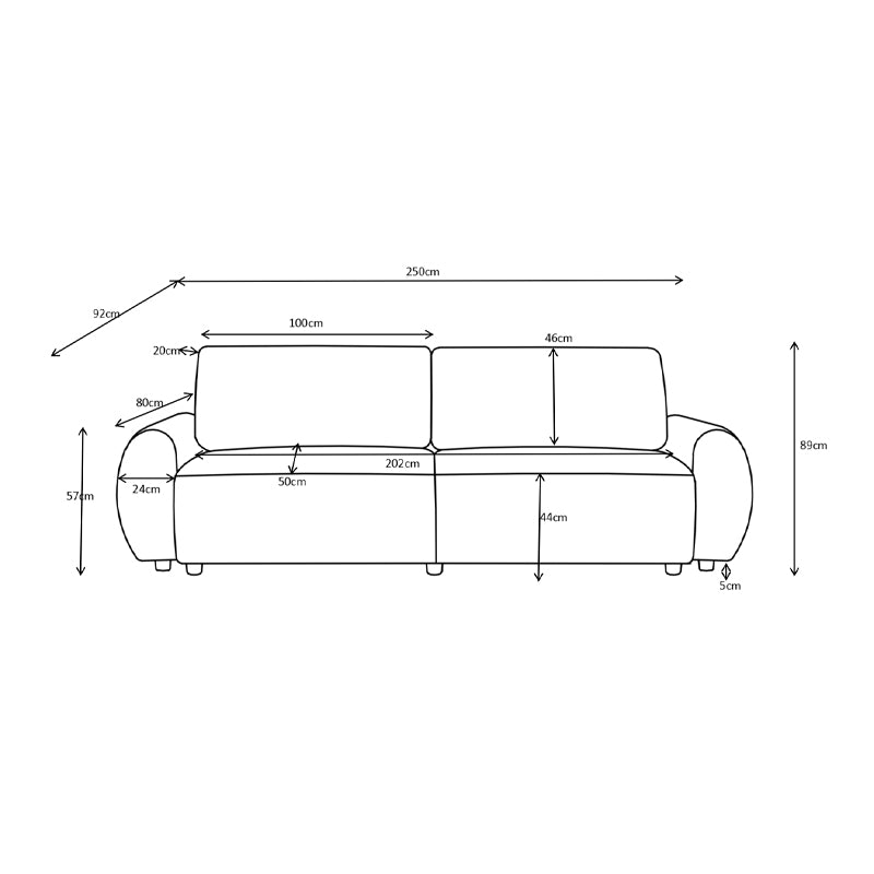 Kαναπές-κρεβάτι τριθέσιος Hungie  υφασμα γκρι 250x92x89εκ - Pakobazaar
