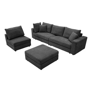 Πολυμορφικός καναπές Navaro  ύφασμα ανθρακί 281x256x85εκ - Pakobazaar