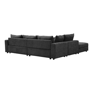 Πολυμορφικός καναπές Navaro  ύφασμα ανθρακί 281x256x85εκ - Pakobazaar
