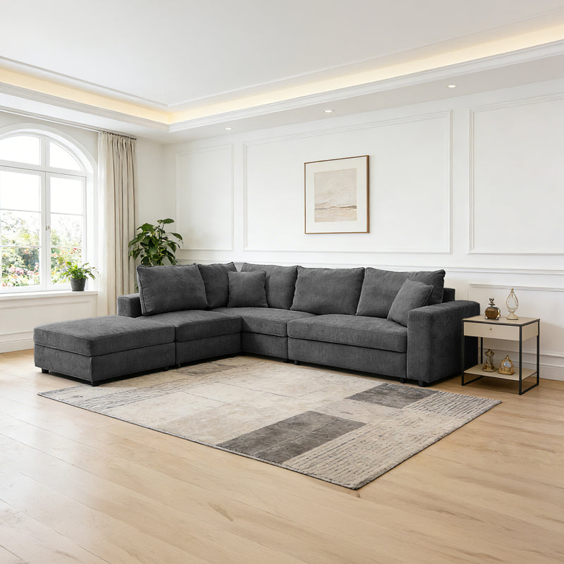 Πολυμορφικός καναπές Navaro  ύφασμα ανθρακί 281x256x85εκ - Pakobazaar