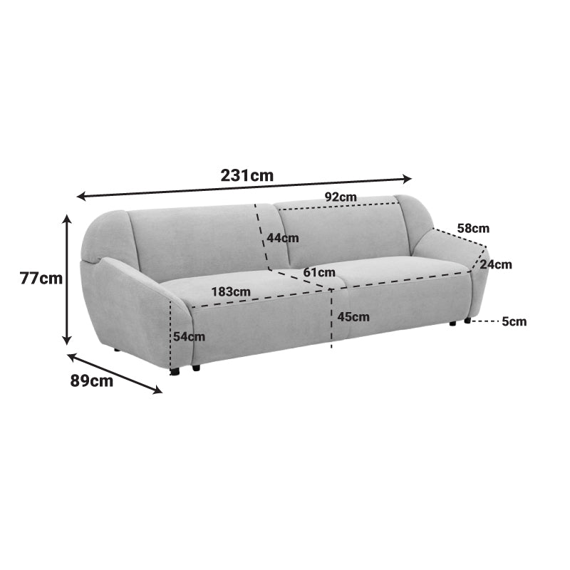 Καναπές τριθέσιος Echono  ύφασμα μπεζ 230x88x77εκ - Pakobazaar