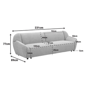 Καναπές τριθέσιος Echono  ύφασμα ανθρακί 230x88x77εκ - Pakobazaar