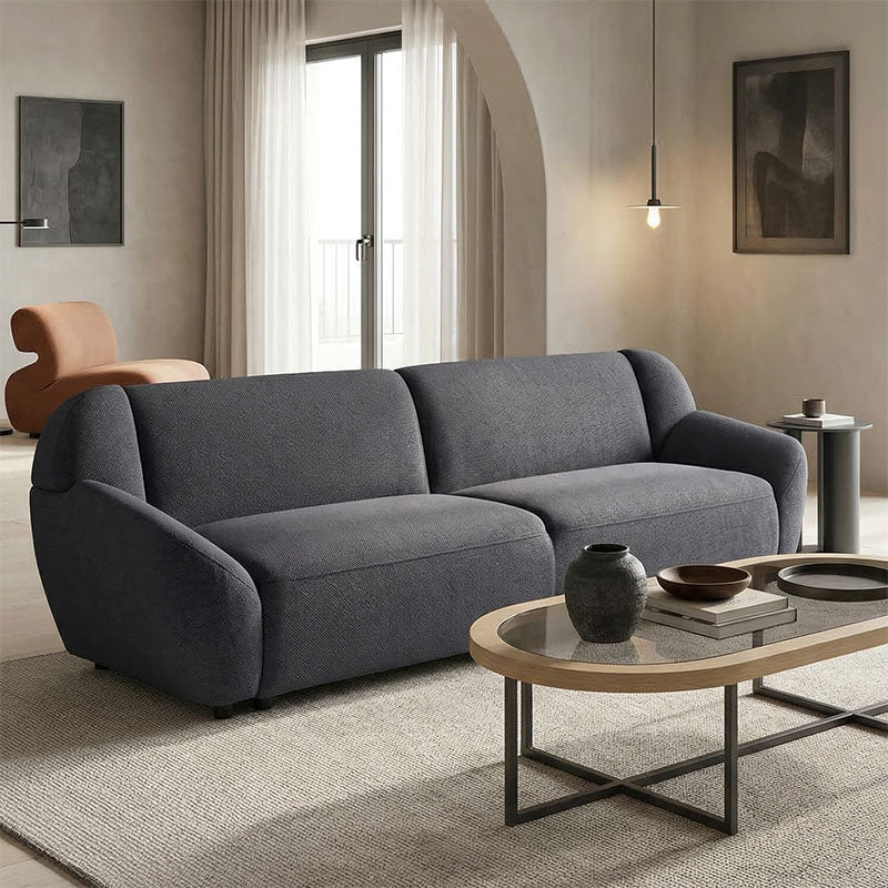 Καναπές τριθέσιος Echono  ύφασμα ανθρακί 230x88x77εκ - Pakobazaar