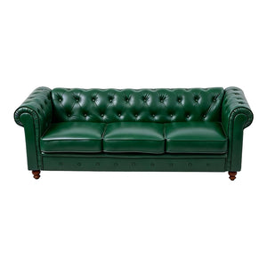 Kαναπές τριθέσιος τ. Chesterfield  pu κυπαρισσί 203x84x67εκ - Pakobazaar