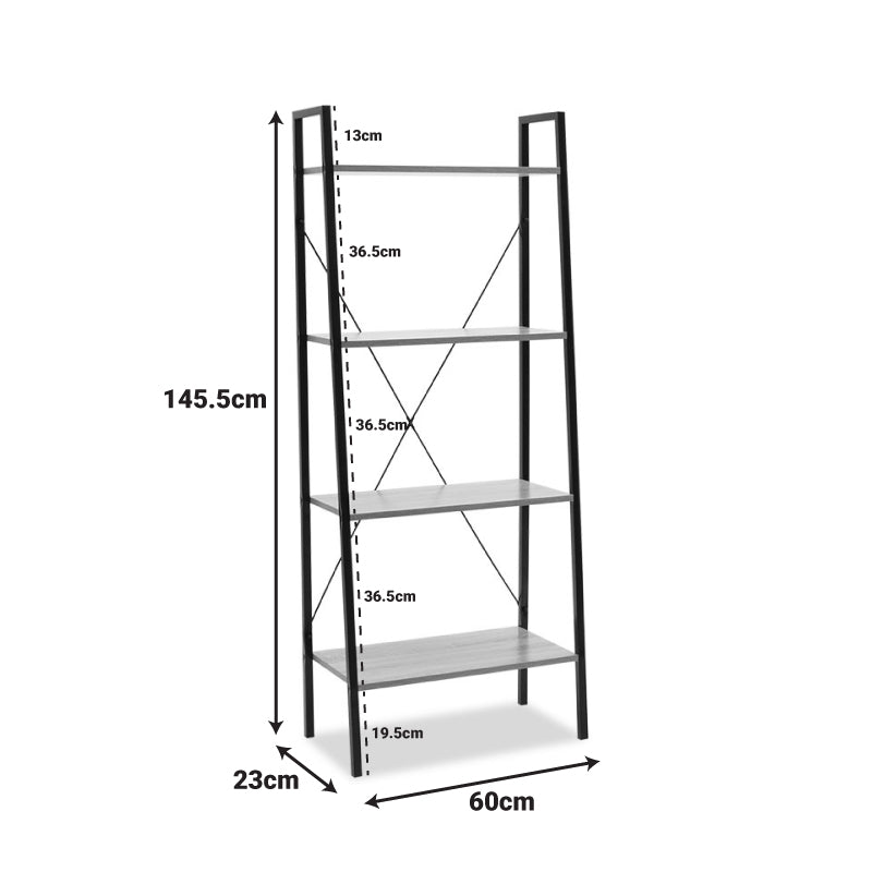 Βιβλιοθήκη- Ραφιέρα Ramon  φυσικό-μαύρο 60x23x145,5εκ - Pakobazaar