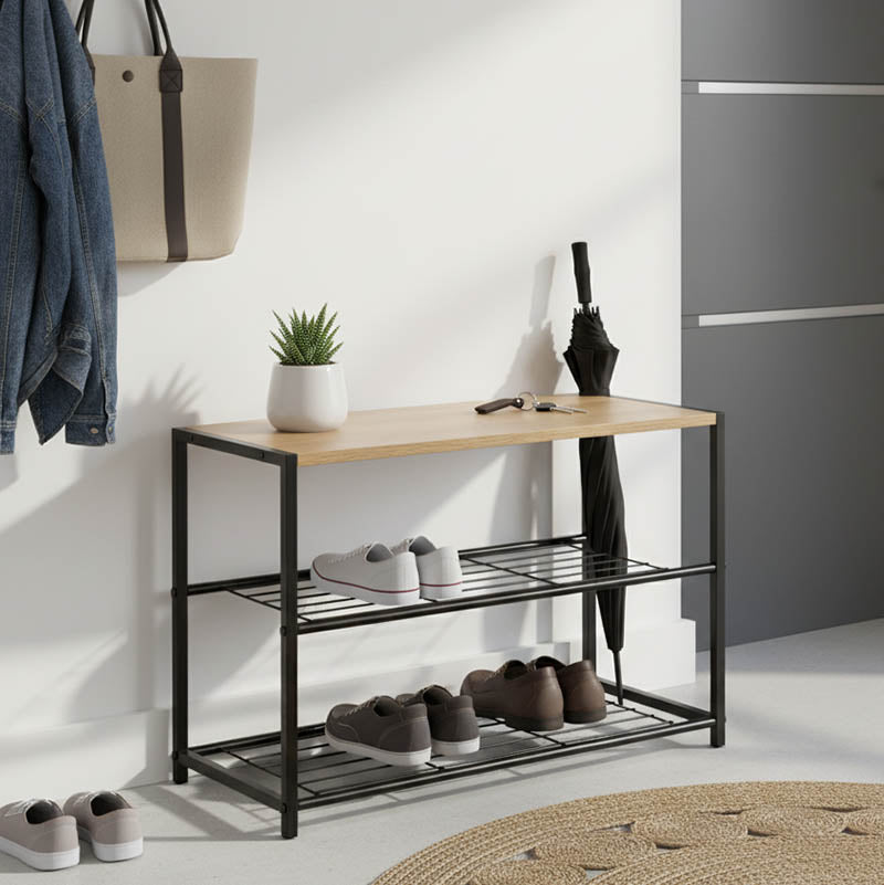 Παπουτσοθήκη Ramon  6 ζευγών φυσικό-μαύρο 63x30x43εκ - Image 1