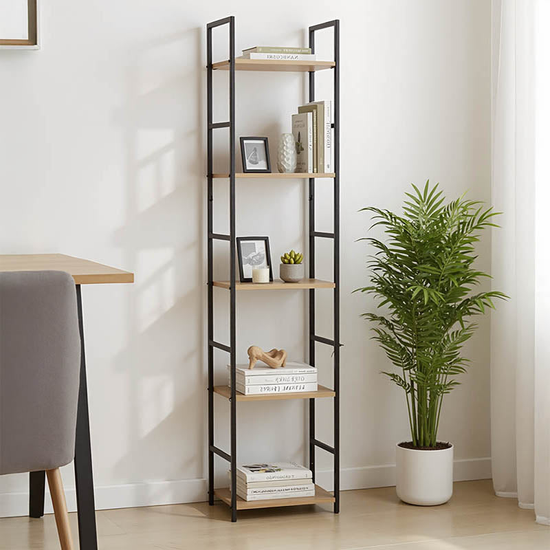 Βιβλιοθήκη Azuel  φυσικό-μαύρο μέταλλο 29x23.5x144εκ - Pakobazaar