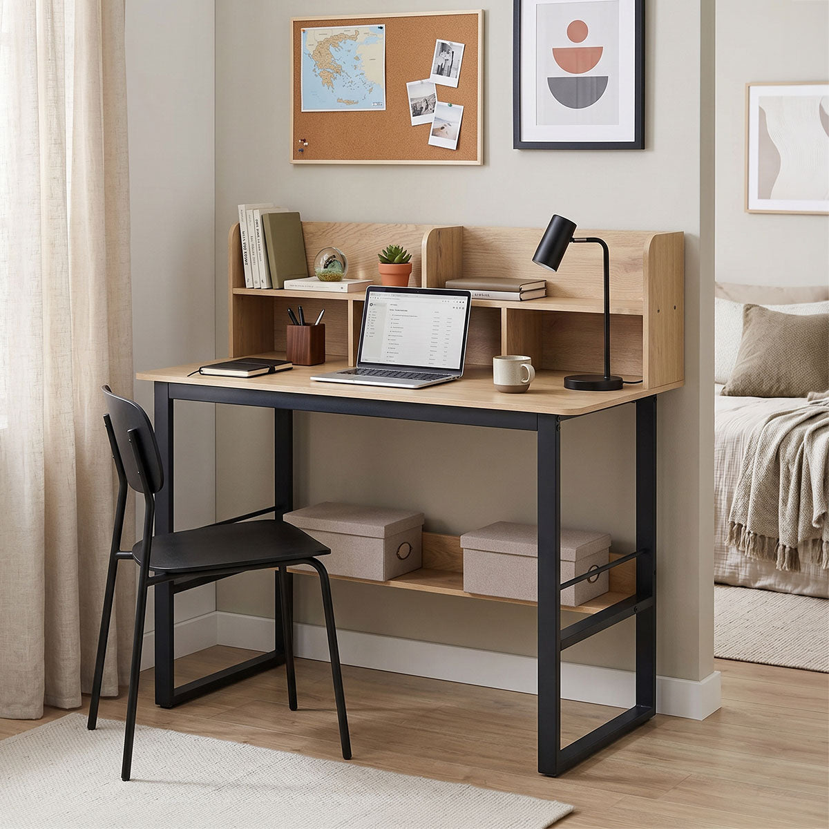 Γραφείο εργασίας Biuro  oak- μαύρο μέταλλο 120x60x103εκ - Pakobazaar