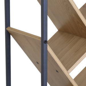 Βιβλιοθήκη Orunta  oak- μαύρο μέταλλο 40x26.5x125εκ - Pakobazaar