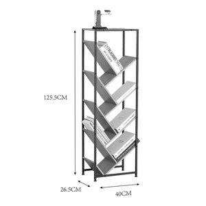Βιβλιοθήκη Orunta  oak- μαύρο μέταλλο 40x26.5x125εκ - Pakobazaar