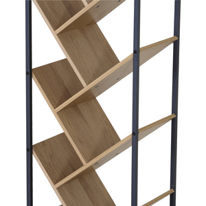 Βιβλιοθήκη Orunta  oak- μαύρο μέταλλο 40x26.5x150εκ - Pakobazaar