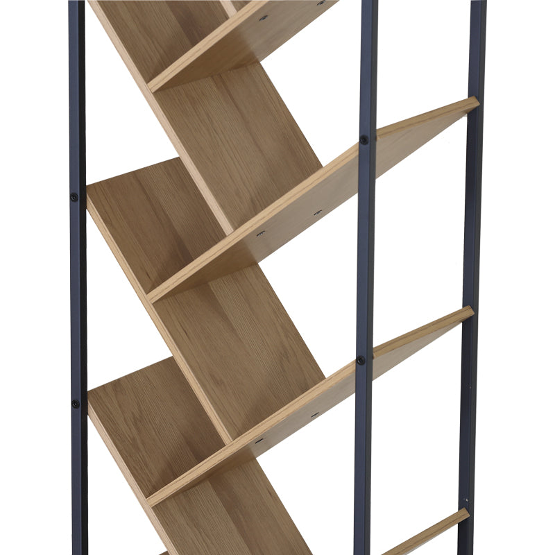 Βιβλιοθήκη Orunta  oak- μαύρο μέταλλο 40x26.5x150εκ - Pakobazaar