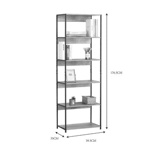 Βιβλιοθήκη Kaliano  oak-μαύρο μέταλλο 59.5x35x176.5εκ - Pakobazaar