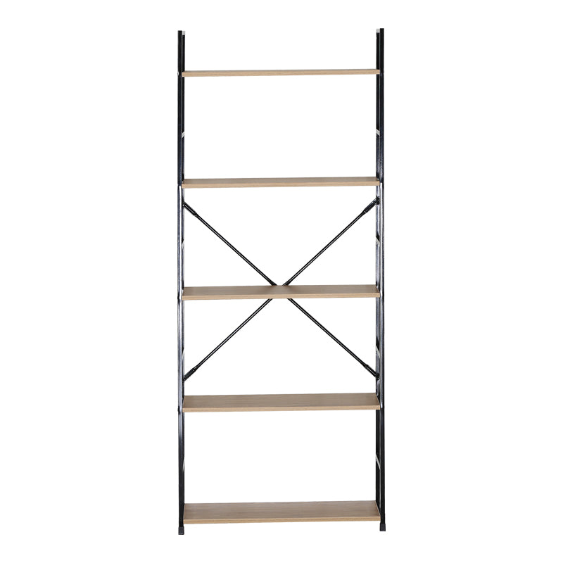 Βιβλιοθήκη Manlo  oak με μαύρο μέταλλο 58.6x23.5x144εκ