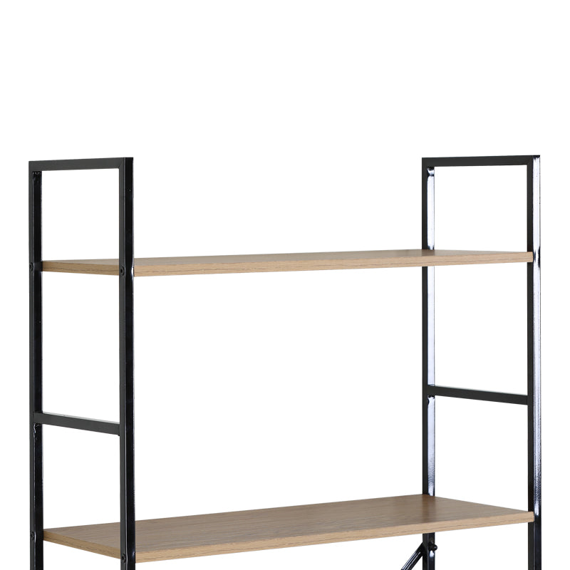 Βιβλιοθήκη Manlo  oak με μαύρο μέταλλο 58.6x23.5x144εκ
