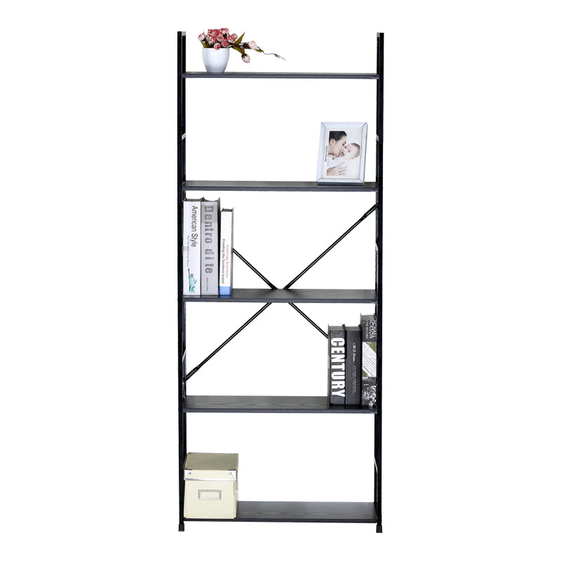 Βιβλιοθήκη Manlo  μαύρο μέταλλο 58.6x23.5x144εκ