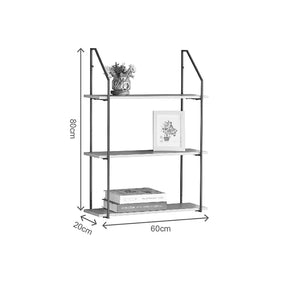 Ραφιέρα τοίχου Fema  oak με μαύρο μέταλλο 60x20x80εκ - Pakobazaar