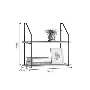 Ραφιέρα τοίχου Fema  oak με μαύρο μέταλλο 60x20x52εκ - Pakobazaar