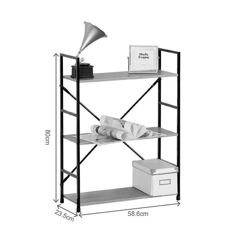 Βιβλιοθήκη-ραφιέρα Manlo  μαύρο μέταλλο 58.6x23.5x80εκ