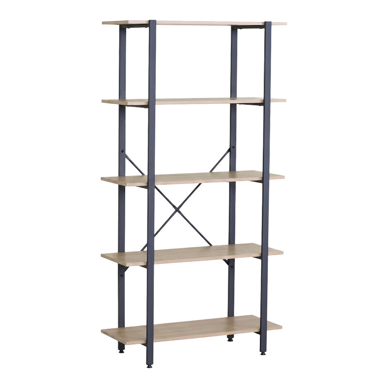 Βιβλιοθήκη Nebranzo  oak με μαύρο μέταλλο 80x34x155.3εκ - Pakobazaar