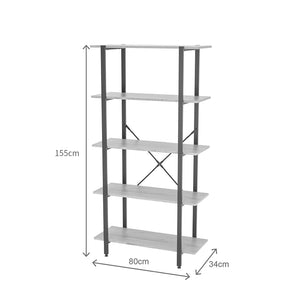 Βιβλιοθήκη Nebranzo  oak με μαύρο μέταλλο 80x34x155.3εκ - Pakobazaar