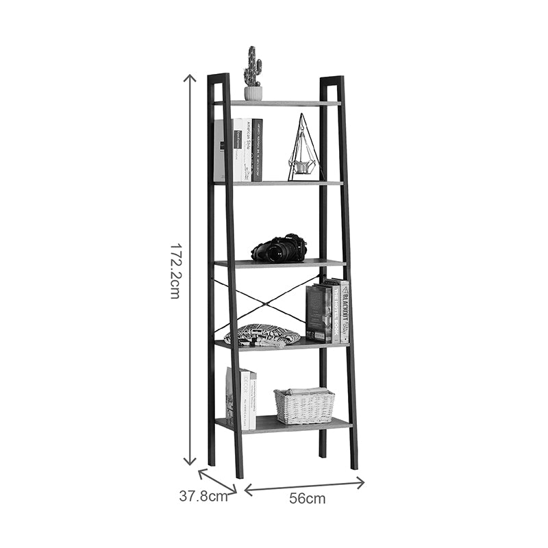 Βιβλιοθήκη Jebia  oak με μαύρο μέταλλο 56x37x172.2εκ