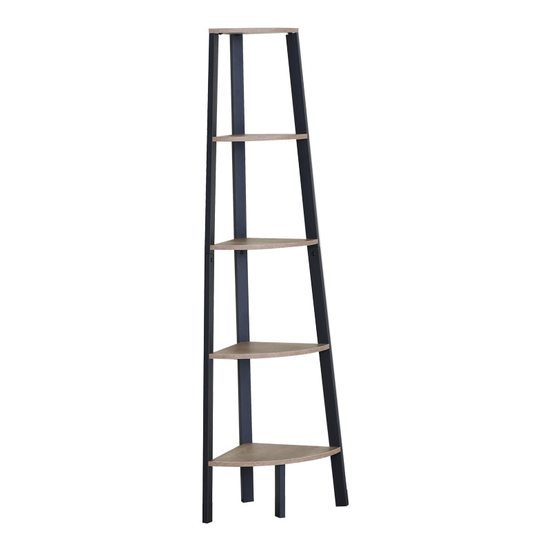 Γωνιακή βιβλιοθήκη Arvia  oak με μαύρο μέταλλο 53.4x37.8x160.3εκ