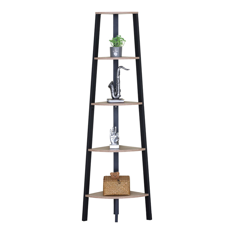 Γωνιακή βιβλιοθήκη Arvia  oak με μαύρο μέταλλο 53.4x37.8x160.3εκ