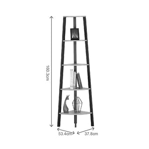 Γωνιακή βιβλιοθήκη Arvia  oak με μαύρο μέταλλο 53.4x37.8x160.3εκ - Pakobazaar