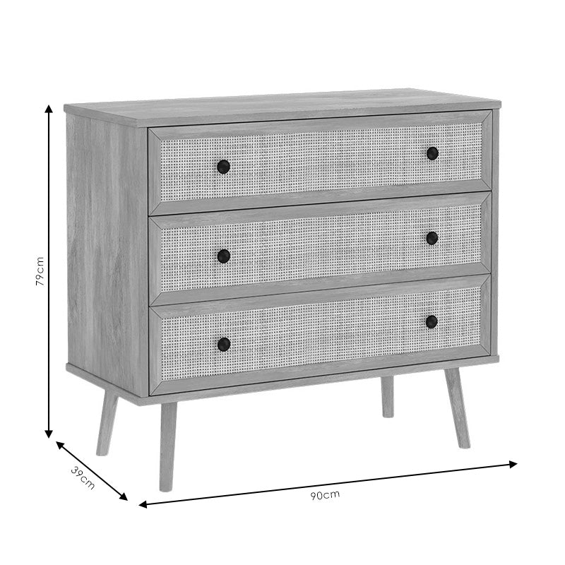 Συρταριέρα Oslo  3ων συρταριών sonoma 90x39x79εκ - Pakobazaar