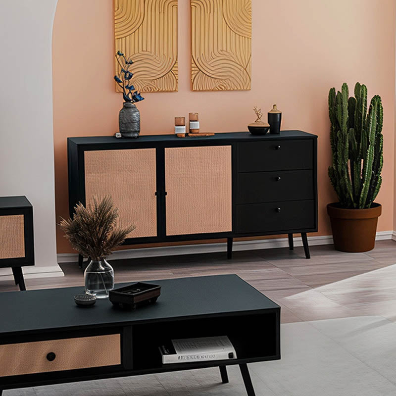 Μπουφές Oslo  μαύρο-φυσικό 150x39x79εκ - Image 1