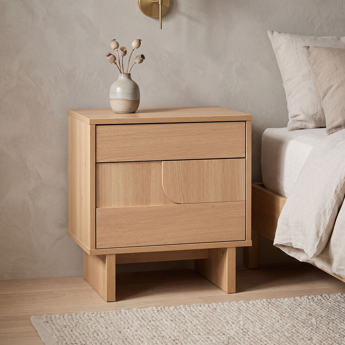 Κομοδίνο Jenfia  mdf σε φυσική απόχρωση 48x39x50,5εκ - Pakobazaar