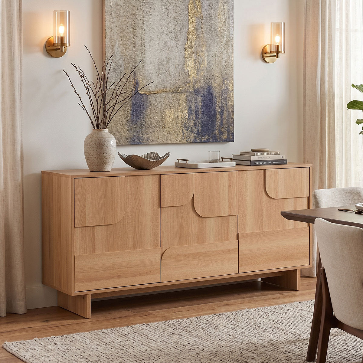 Μπουφές Jenfia  mdf σε φυσική απόχρωση 150x39x75,5εκ - Pakobazaar