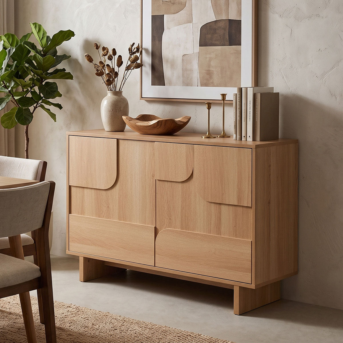 Μπουφές Jenfia  mdf σε φυσική απόχρωση 101,2x39x75,5εκ - Pakobazaar