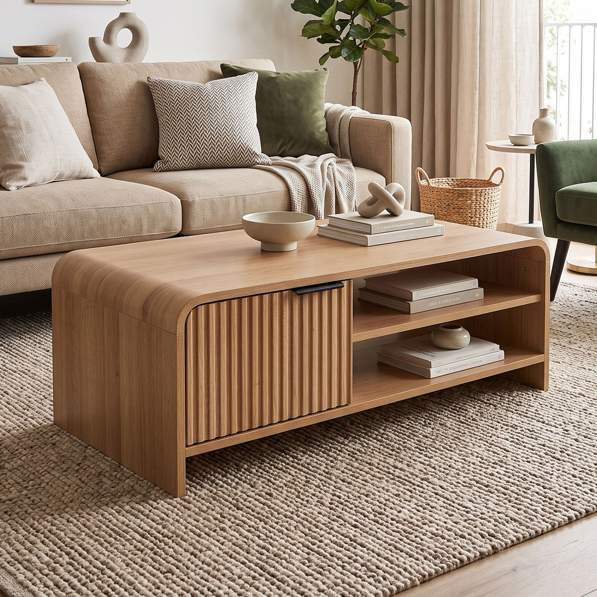 Τραπέζι σαλονιού Kelba  mdf σε φυσική απόχρωση 100x50x35,5εκ - Pakobazaar