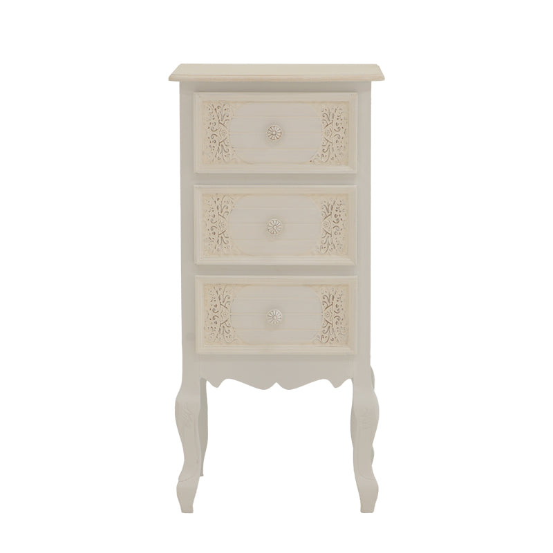 Κομοδίνο Pazlen Inart mdf σε λευκή αντικέ απόχρωση 40x34.5x82εκ - Image 2