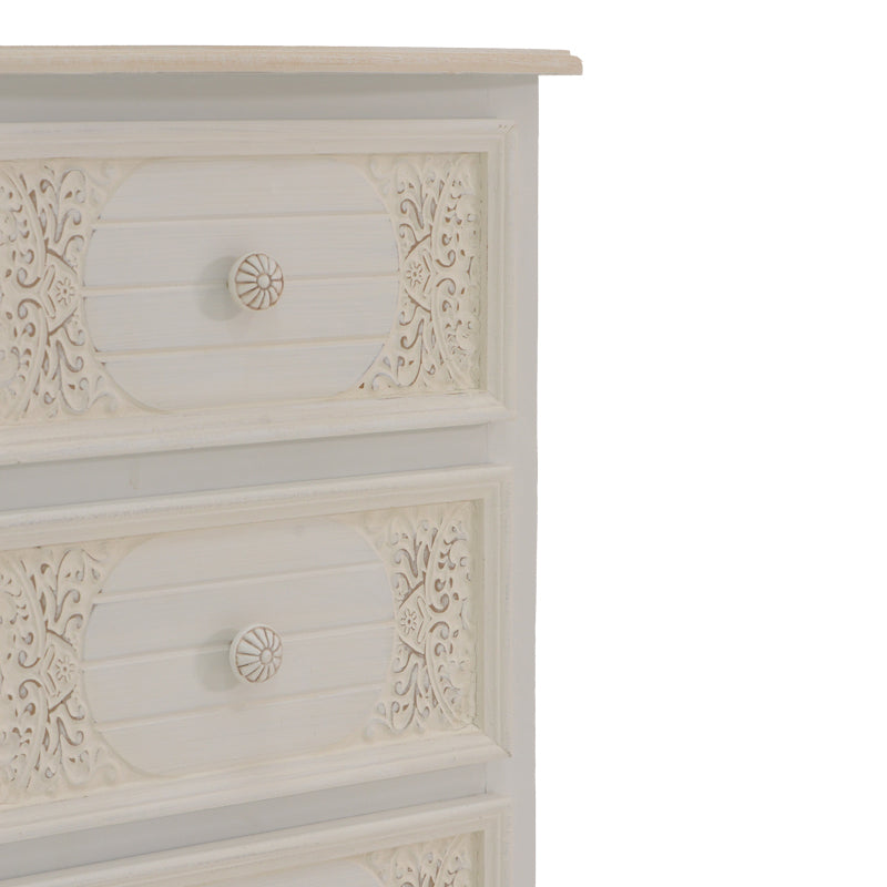 Κομοδίνο Pazlen Inart mdf σε λευκή αντικέ απόχρωση 40x34.5x82εκ - Image 5