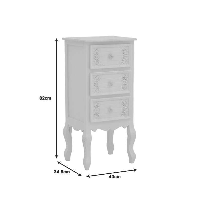 Κομοδίνο Pazlen Inart mdf σε λευκή αντικέ απόχρωση 40x34.5x82εκ - Image 6