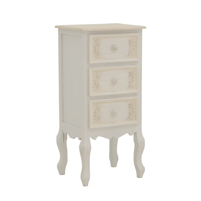 Κομοδίνο Pazlen Inart mdf σε λευκή αντικέ απόχρωση 40x34.5x82εκ - Image 1