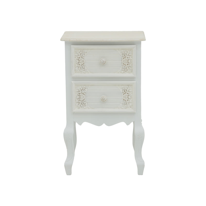 Κομοδίνο Pazlen Inart mdf σε λευκή αντικέ απόχρωση 40x45x65εκ - Pakobazaar