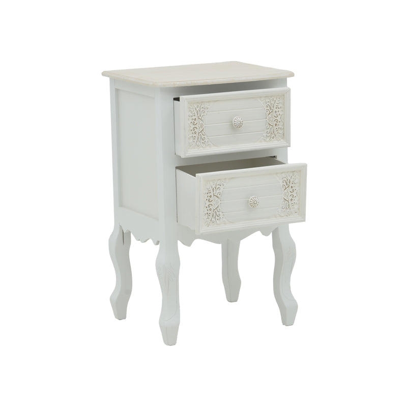 Κομοδίνο Pazlen Inart mdf σε λευκή αντικέ απόχρωση 40x45x65εκ - Pakobazaar
