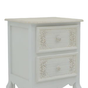 Κομοδίνο Pazlen Inart mdf σε λευκή αντικέ απόχρωση 40x45x65εκ - Pakobazaar