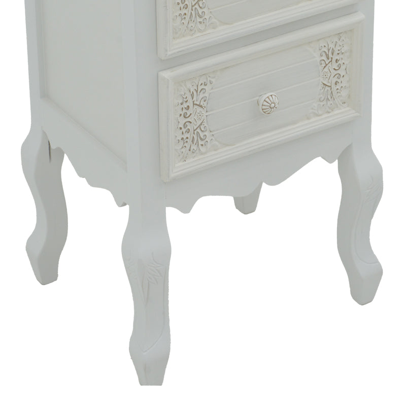 Κομοδίνο Pazlen Inart mdf σε λευκή αντικέ απόχρωση 40x45x65εκ - Pakobazaar